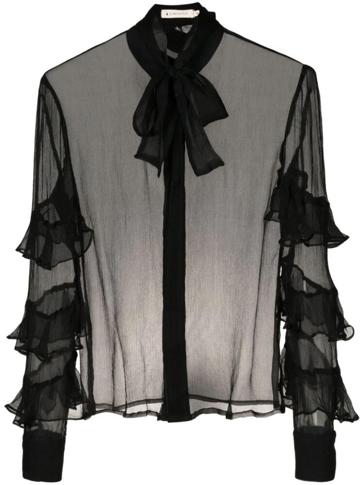 Lethicia Bronstein Adrian ruffle-detail shirt - Black Cover