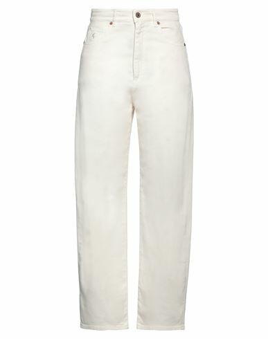 Avantgar Denim By European Culture Woman Pants Ivory Cotton, Polyester, Elastane Cover