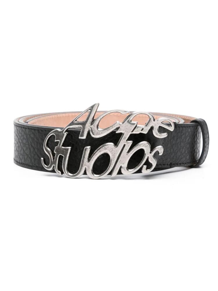 Acne Studios logo-plaque leather belt - Black Cover