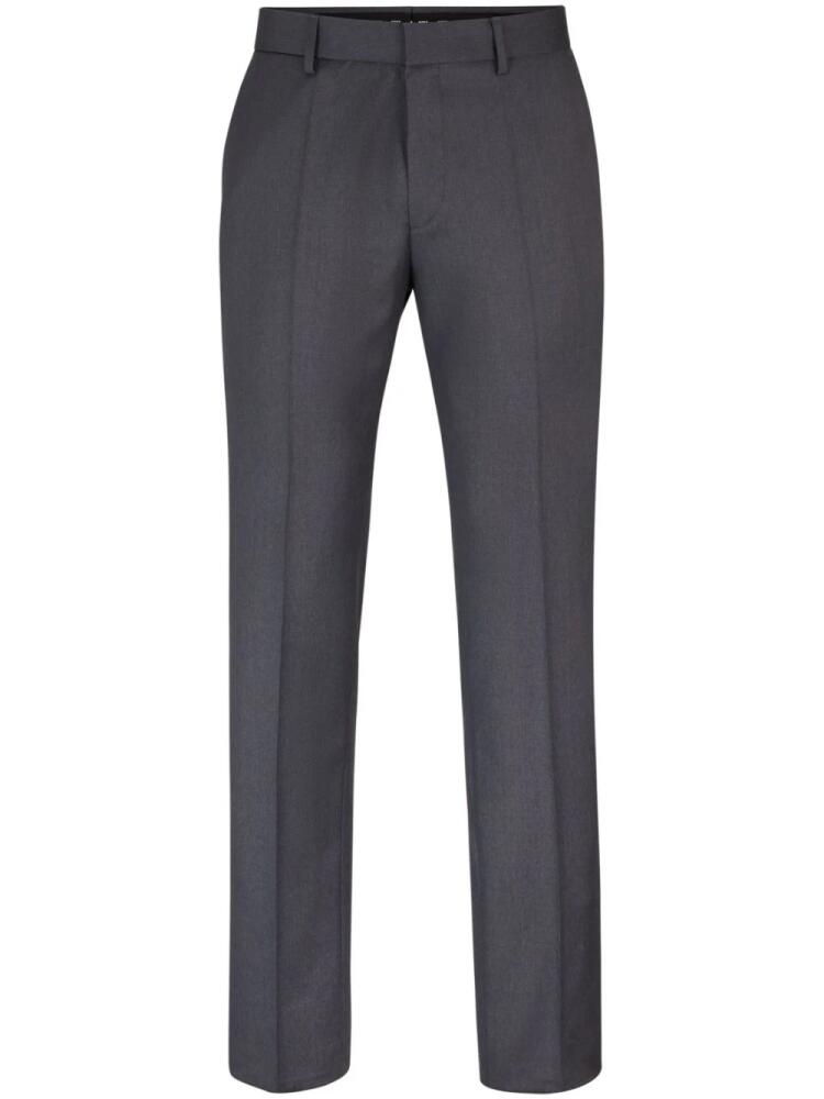 BOSS pressed-crease virgin wool tailored trousers - Grey Cover