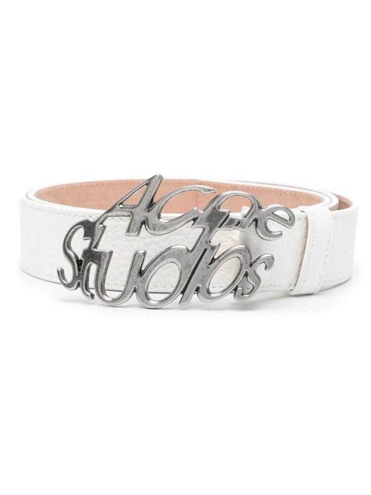 Acne Studios logo-lettering leather belt - White Cover