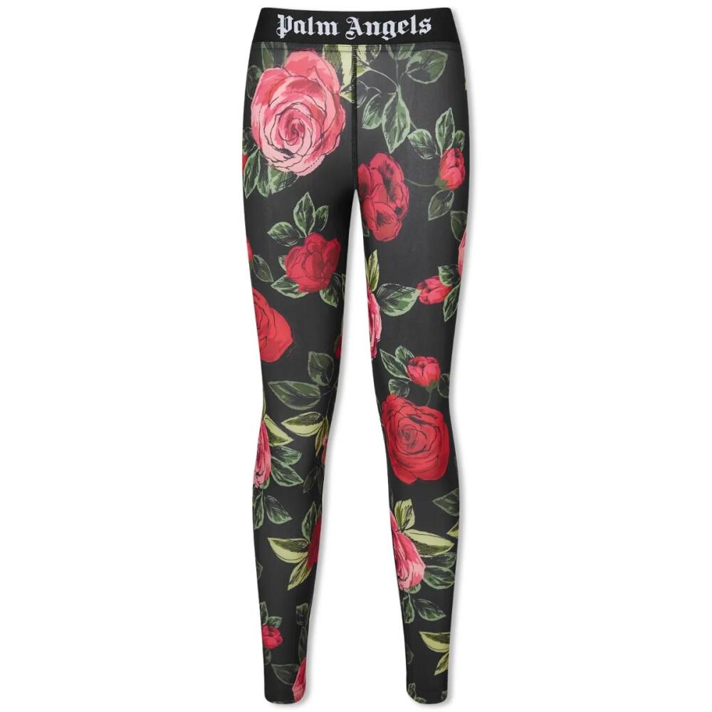 END. x Palm Angels Women's Allover Rose Sport Leggings in Black/Red Cover