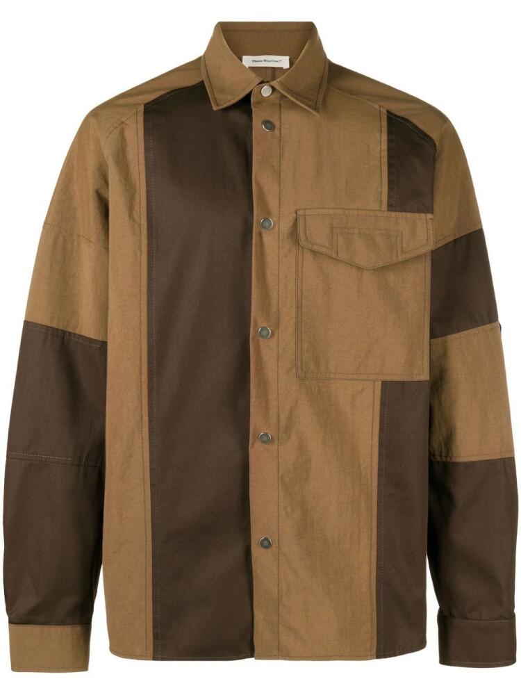 There Was One panelled cotton overshirt - Brown Cover