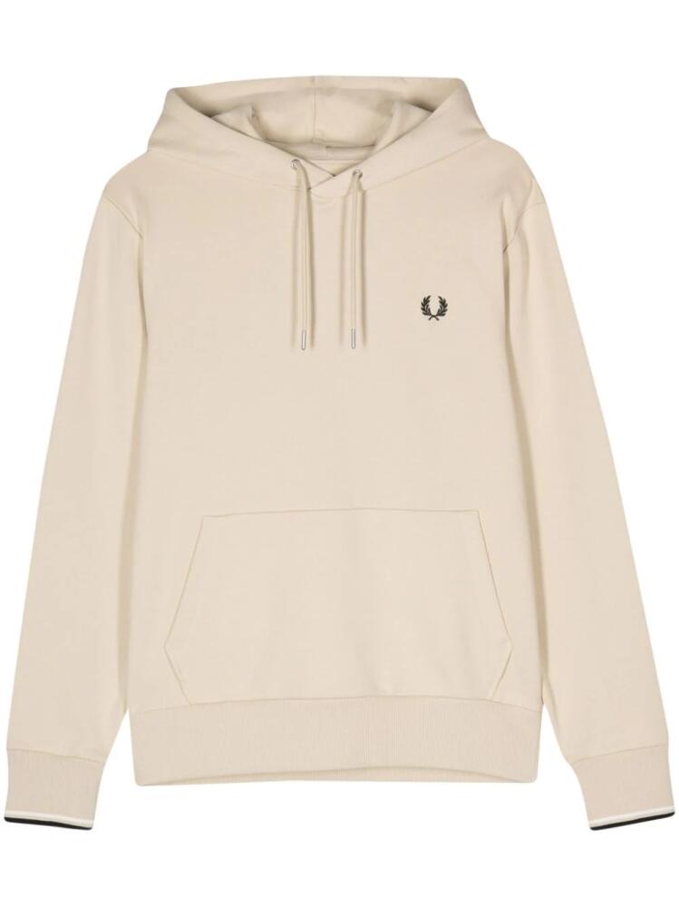 Fred Perry embroidered-logo cotton hoodie - Neutrals Cover