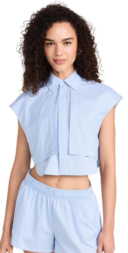 K. ngsley Nes Crop Oxford Top Blue/White Stripe Cover