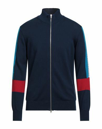 Bikkembergs Man Cardigan Midnight blue Cotton, Polyester Cover