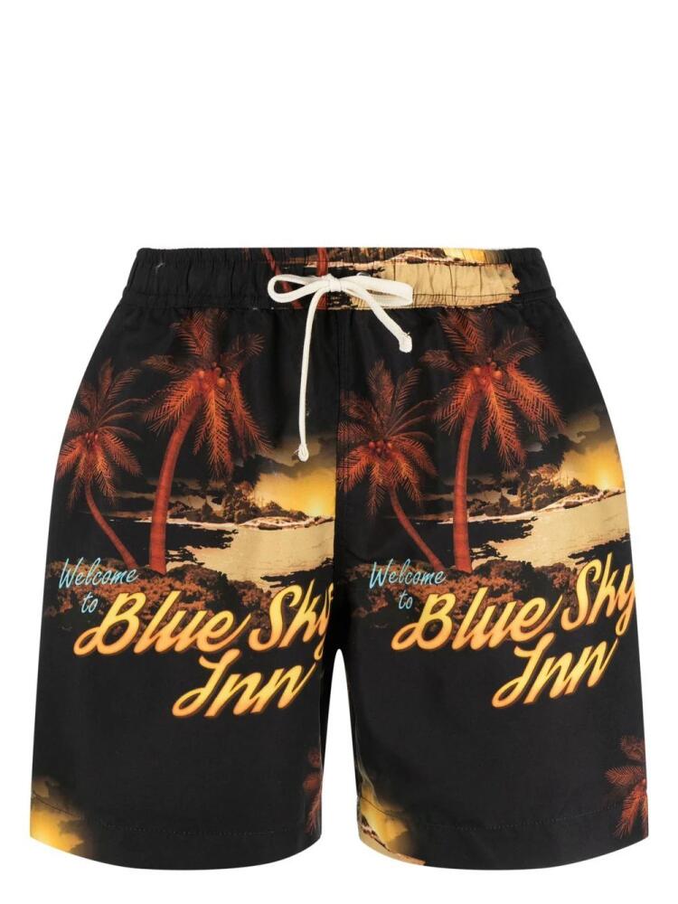 BLUE SKY INN graphic-print swim shorts - Black Cover