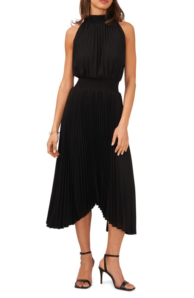 halogen(r) Pleated Sharkbite Hem Midi Dress in Rich Black Cover