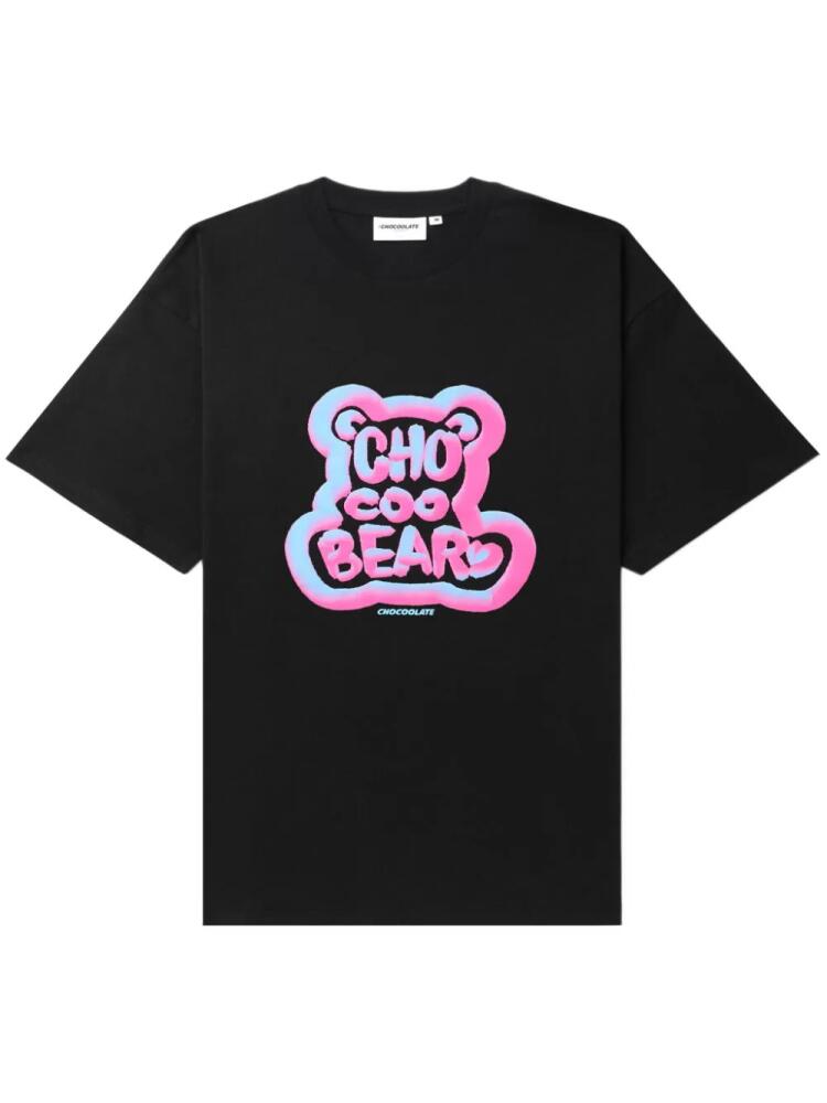 CHOCOOLATE teddy-bear print cotton T-shirt - Black Cover