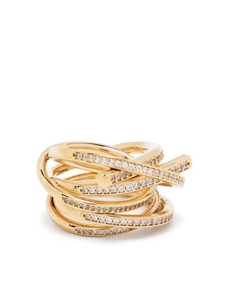 Ferragamo all-over crystal-embellished ring - Gold Cover