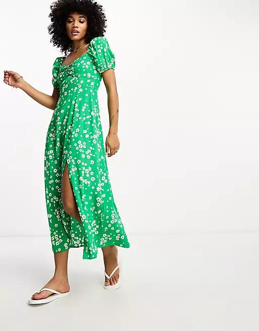 & Other Stories puff sleeve midi dress in green print Cover