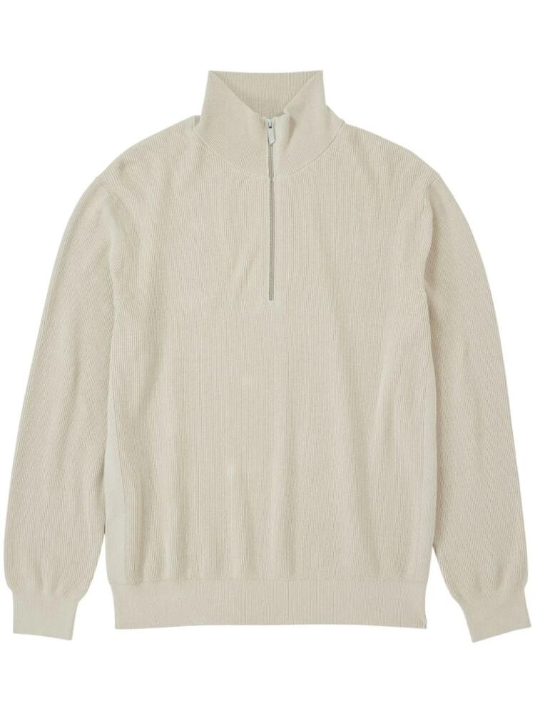 Closed zip-up cotton-blend jumper - Neutrals Cover