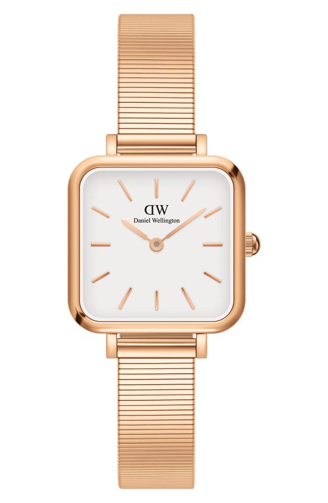 Daniel Wellington Quadro Studio Mesh Strap Watch, 22mm in Rose Gold/White Cover