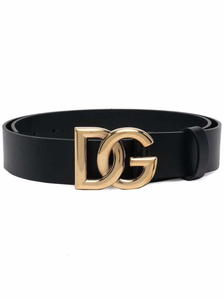 Dolce & Gabbana DG-logo calf-leather belt - Black Cover