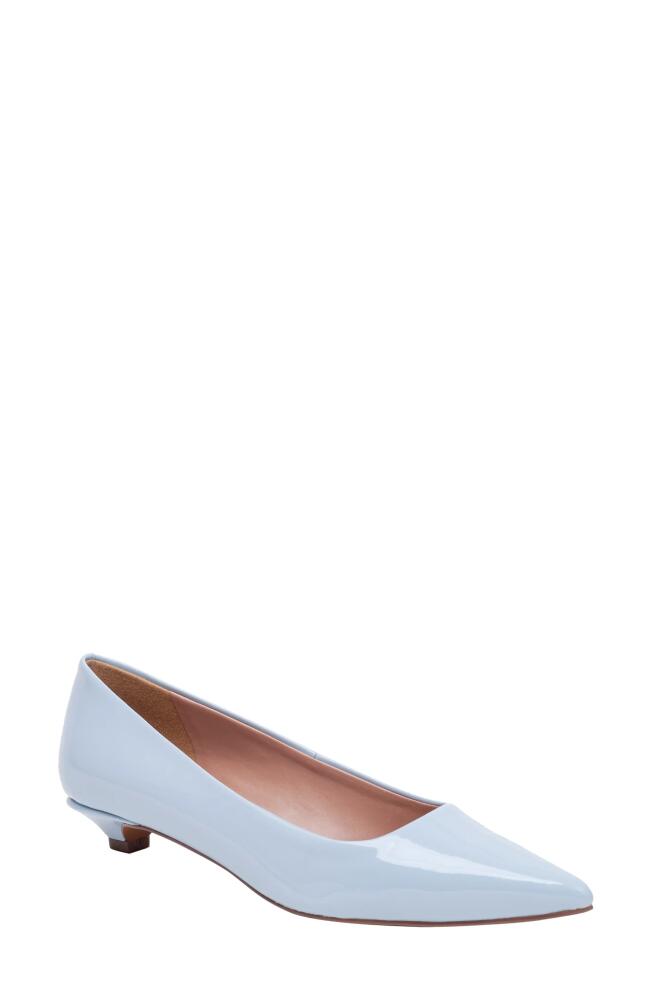 Linea Paolo Banks Patent Kitten Heel Pointed Toe Pump in Pale Blue Cover