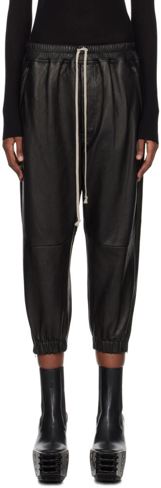 Rick Owens Black Cropped Leather Pants Cover