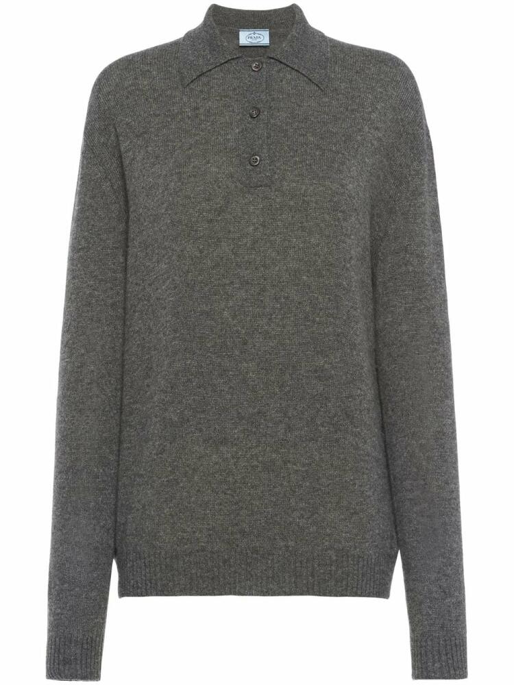 Prada knitted cashmere polo shirt - Grey Cover