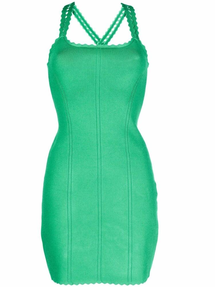 Victoria Beckham scalloped cross-strap mini dress - Green Cover