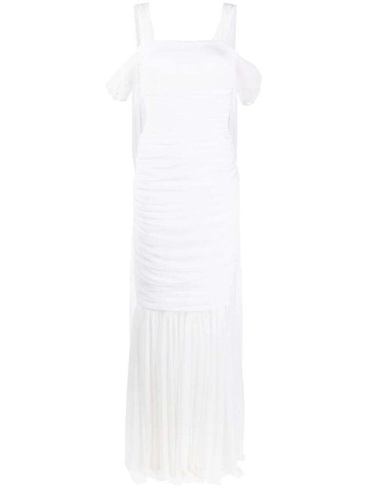 Norma Kamali draped back ruched-mesh gown - White Cover