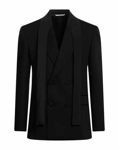 Valentino Garavani Man Blazer Black Virgin Wool, Silk Cover