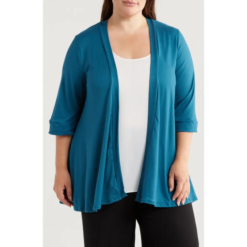 24seven Comfort Apparel Open Front Cardigan in Teal Cover