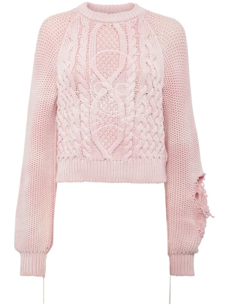 Philipp Plein distressed-effect cotton jumper - Pink Cover