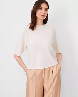 Ann Taylor Studio Collection Cashmere Elbow Sleeve Sweater Tee Cover