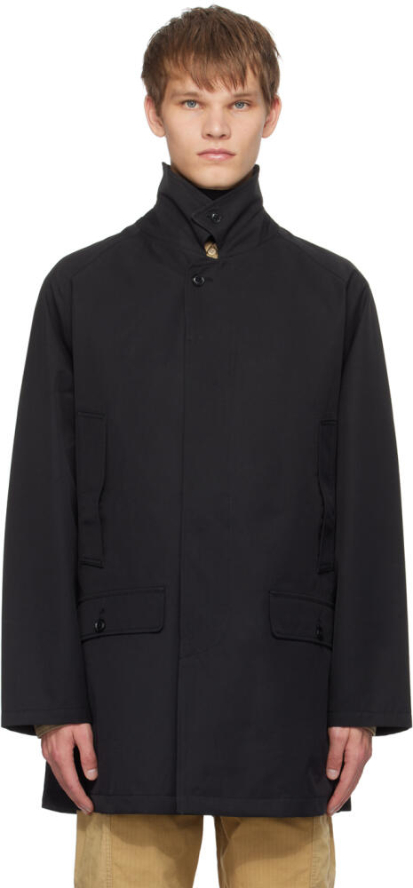 nanamica Black Soutien Collar Coat Cover