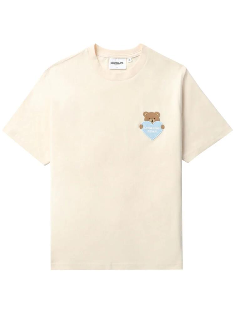 CHOCOOLATE Chocoo Bear embroidered cotton T-shirt - Neutrals Cover