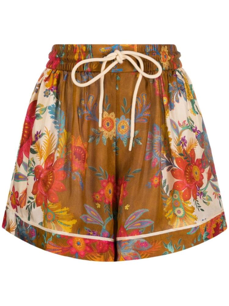 ZIMMERMANN Ginger floral-print silk shorts - Neutrals Cover