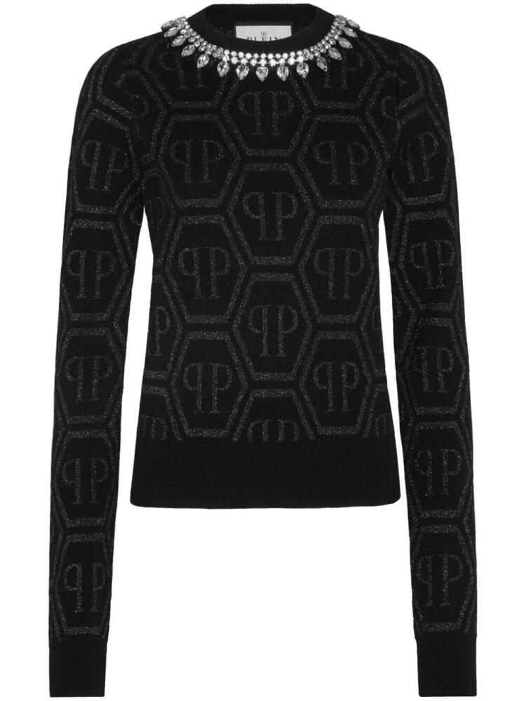 Philipp Plein monogram crystal-embellished jumper - Black Cover