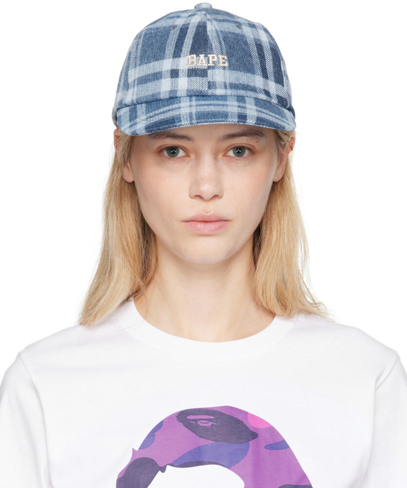 BAPE Blue Check Denim Panel Cap Cover