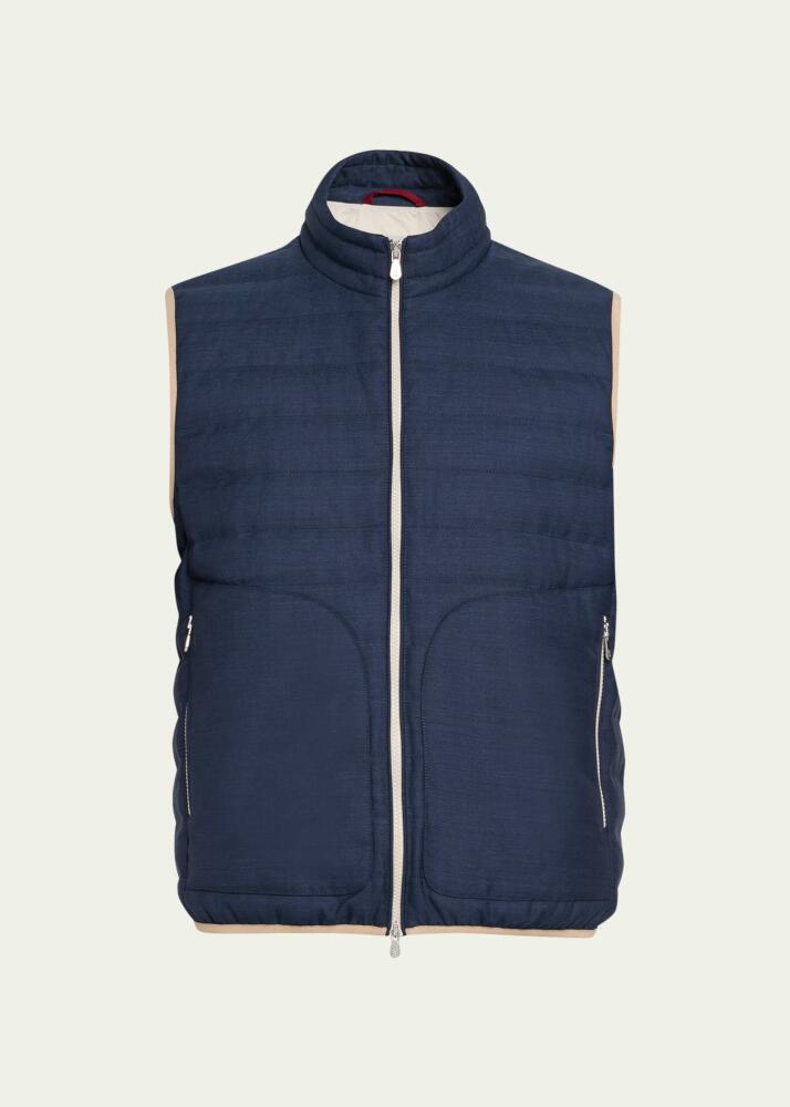 Brunello Cucinelli Men's Quilted Down Full-Zip Vest Cover