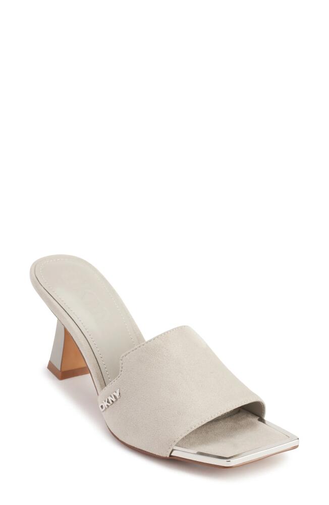 DKNY Square Toe Slide Sandal in Grey Satin Cover