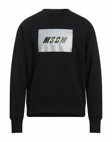 Msgm Man Sweatshirt Black Cotton, Polyester Cover