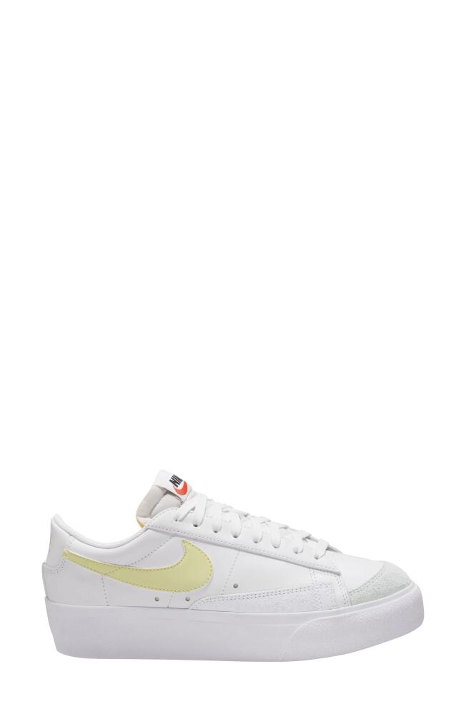 Nike Blazer Low Platform Sneaker in White/Lime/Orange/Black Cover