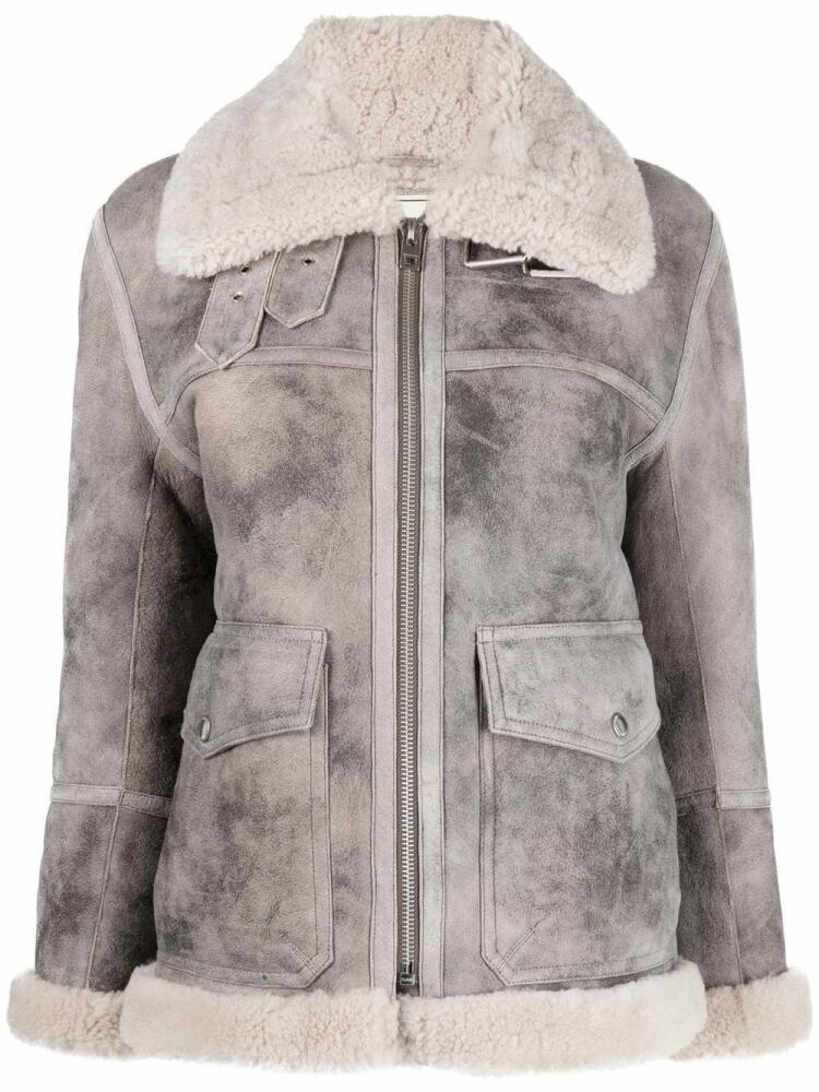 Zadig&Voltaire shearling-collar zipped jacket - Grey Cover