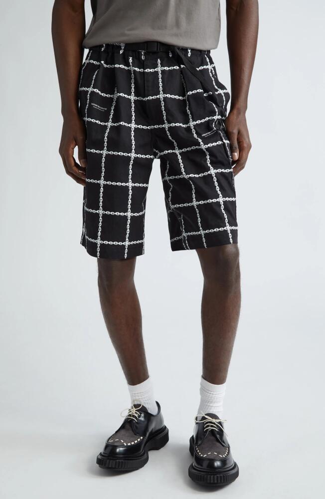 Undercover Chain Print Nylon Shorts in Black Base Cover