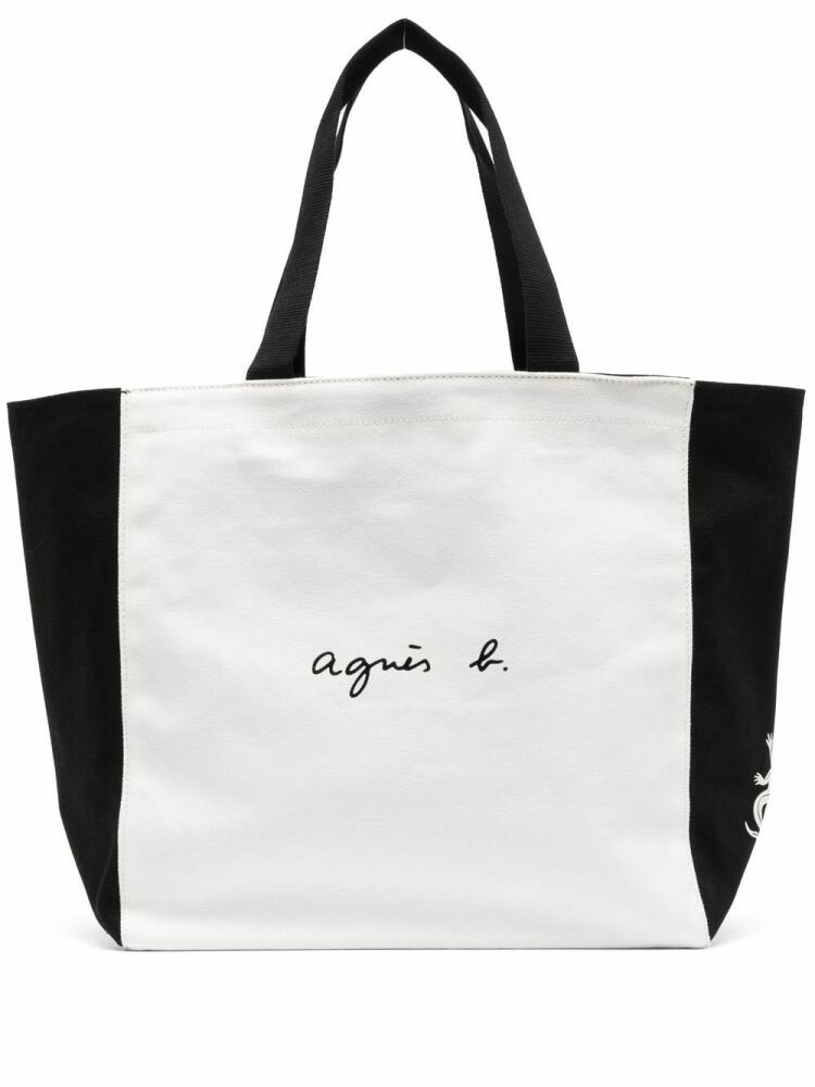 agnès b. colour-block tote bag - White Cover