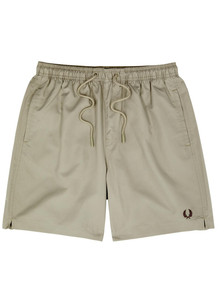 Fred Perry Logo-embroidered Shell Swim Shorts - Taupe Cover