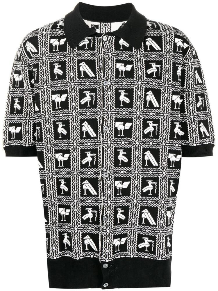 4SDESIGNS pixelated-print polo shirt - Black Cover