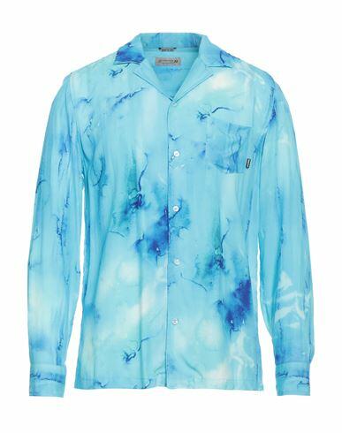 Daniele Alessandrini Homme Man Shirt Azure Viscose Cover