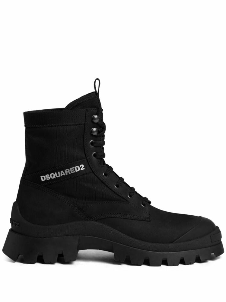 DSQUARED2 logo-print lace up boots - Black Cover