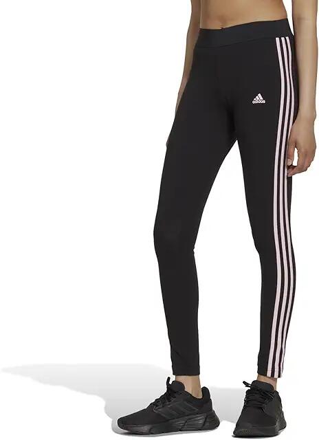 adidas Loungewear Essentials 3-Stripes Leggings (Black/Clear Pink) Women's Clothing Cover