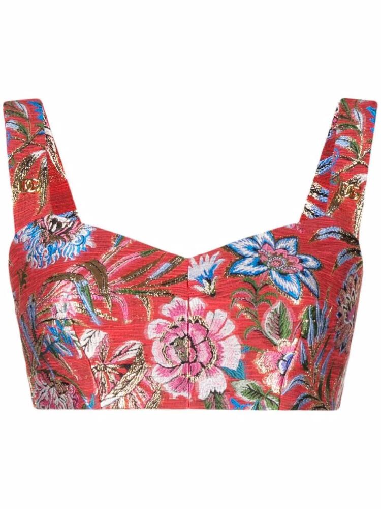 Dolce & Gabbana floral jacquard bustier-style top - Red Cover