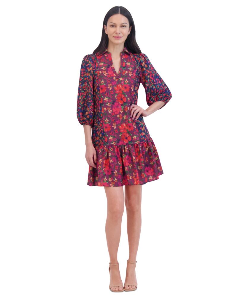 Jessica Howard Petite Floral-Print Fit & Flare Dress - Red Combo Cover