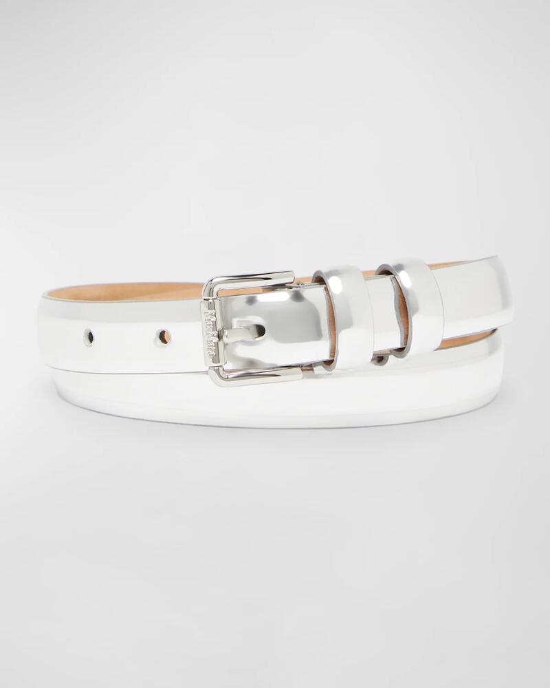 Max Mara Metallic Patent Leather Skinny Belt Cover