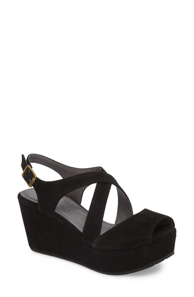 Chocolat Blu Winnie Wedge Sandal in Black Suede Cover