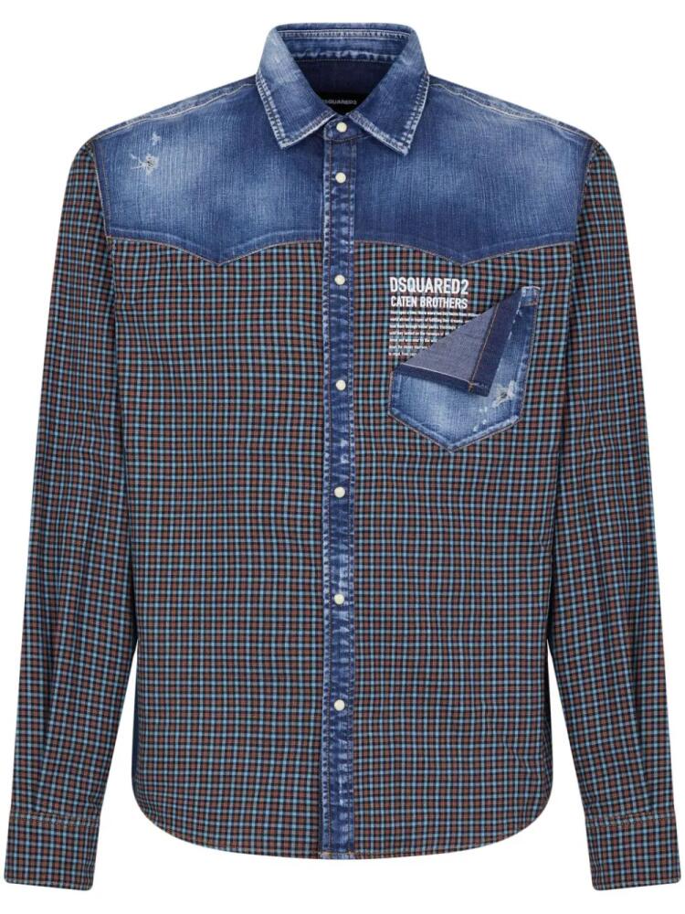 DSQUARED2 checked panelled denim shirt - Blue Cover