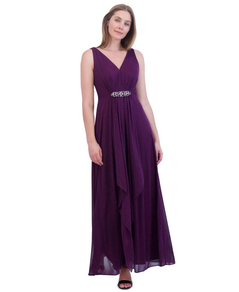 Jessica Howard Women's Glittered Embellished Gown - Plum Cover